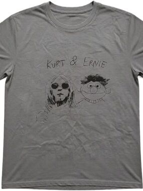 Men’s Grey Graphic Tee with Kurt & Ernie Print